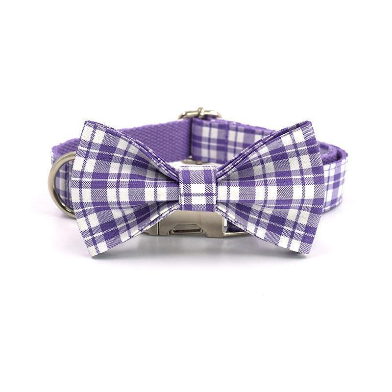 Grid Custom Dog Collar with Bow Tie & Leash Set - iTalkPet