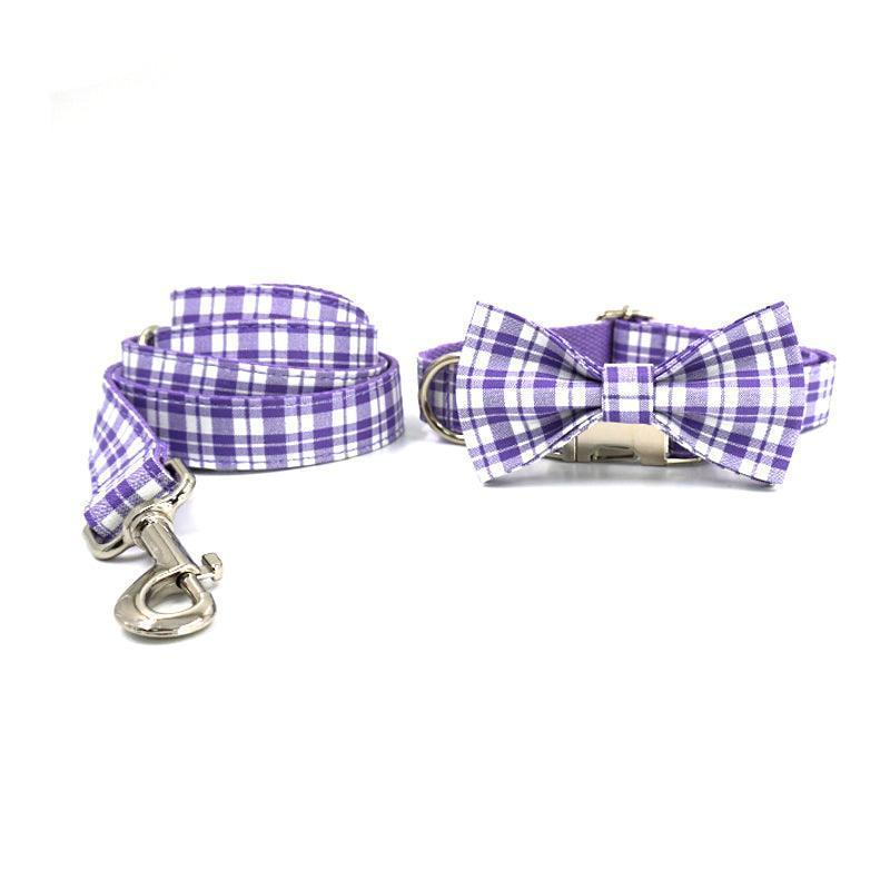 Grid Custom Dog Collar with Bow Tie & Leash Set - iTalkPet