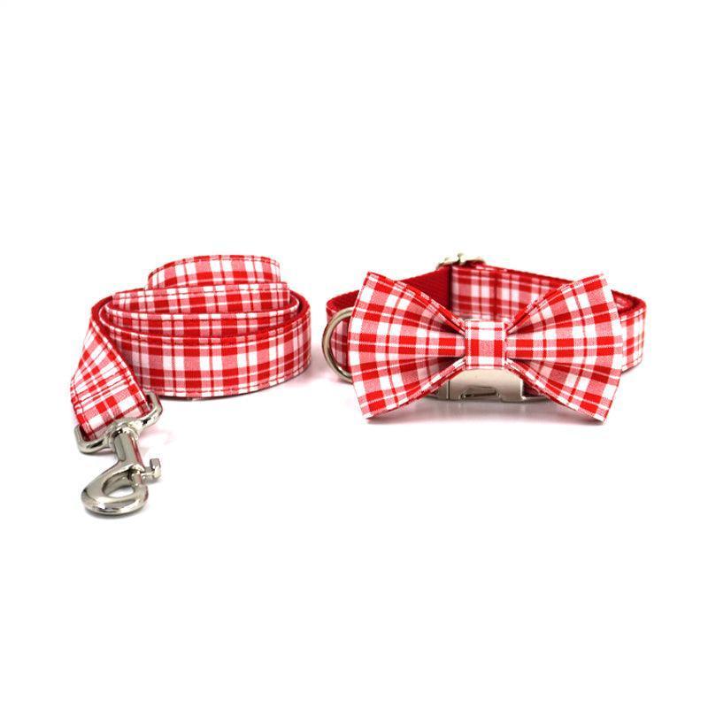 Grid Custom Dog Collar with Bow Tie & Leash Set - iTalkPet