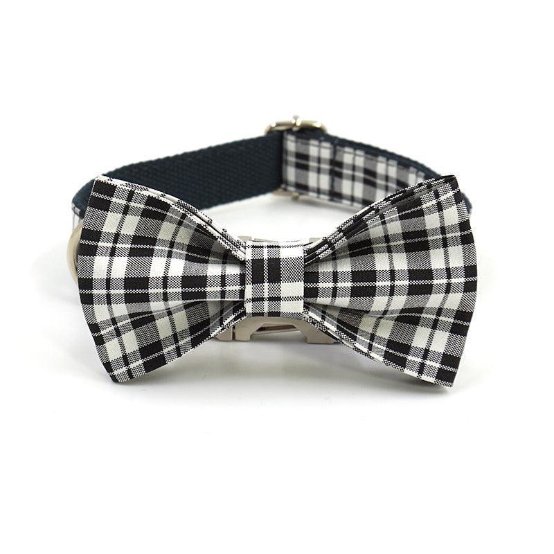 Grid Custom Dog Collar with Bow Tie & Leash Set - iTalkPet