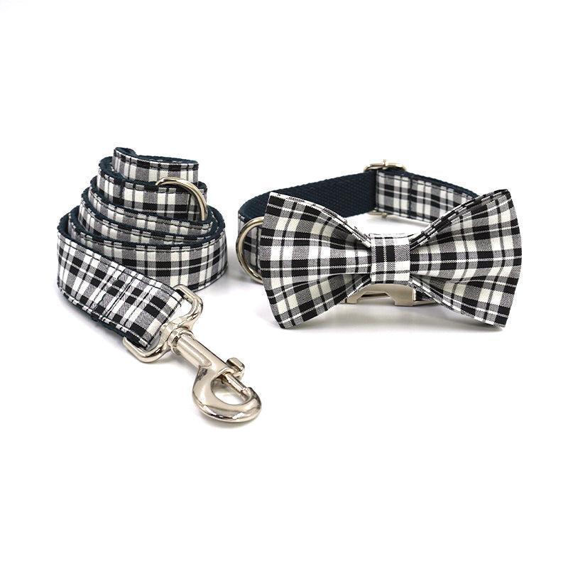 Grid Custom Dog Collar with Bow Tie & Leash Set - iTalkPet