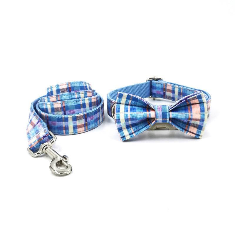 Grid Custom Dog Collar with Bow Tie & Leash Set - iTalkPet