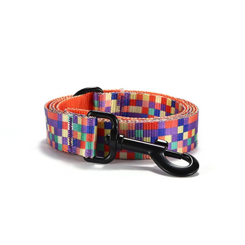 Neon Plaid Personalized Dog Collar with Leas & Bow tie Set - iTalkPet
