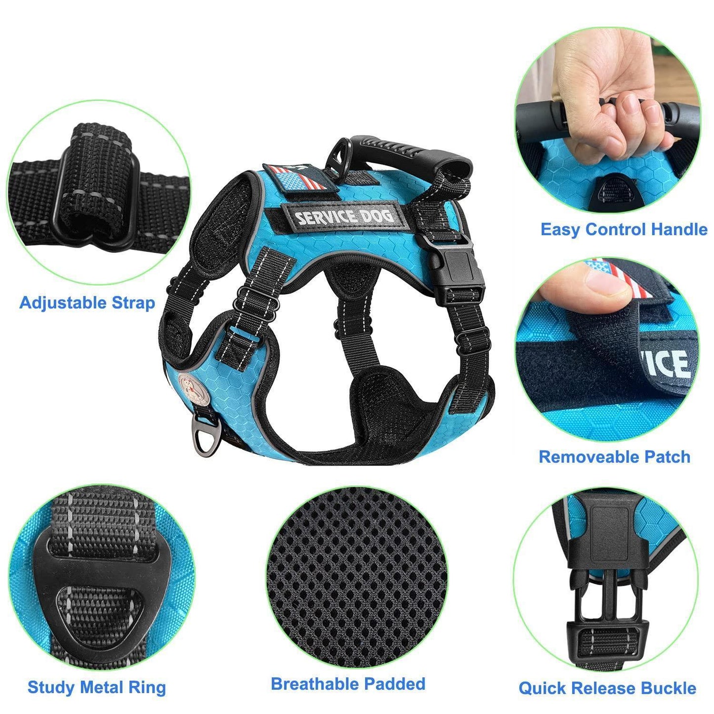 No-Pull Reflective Custom Adjustable Soft Oxford Dog Vest Harness with Dog Leash - iTalkPet