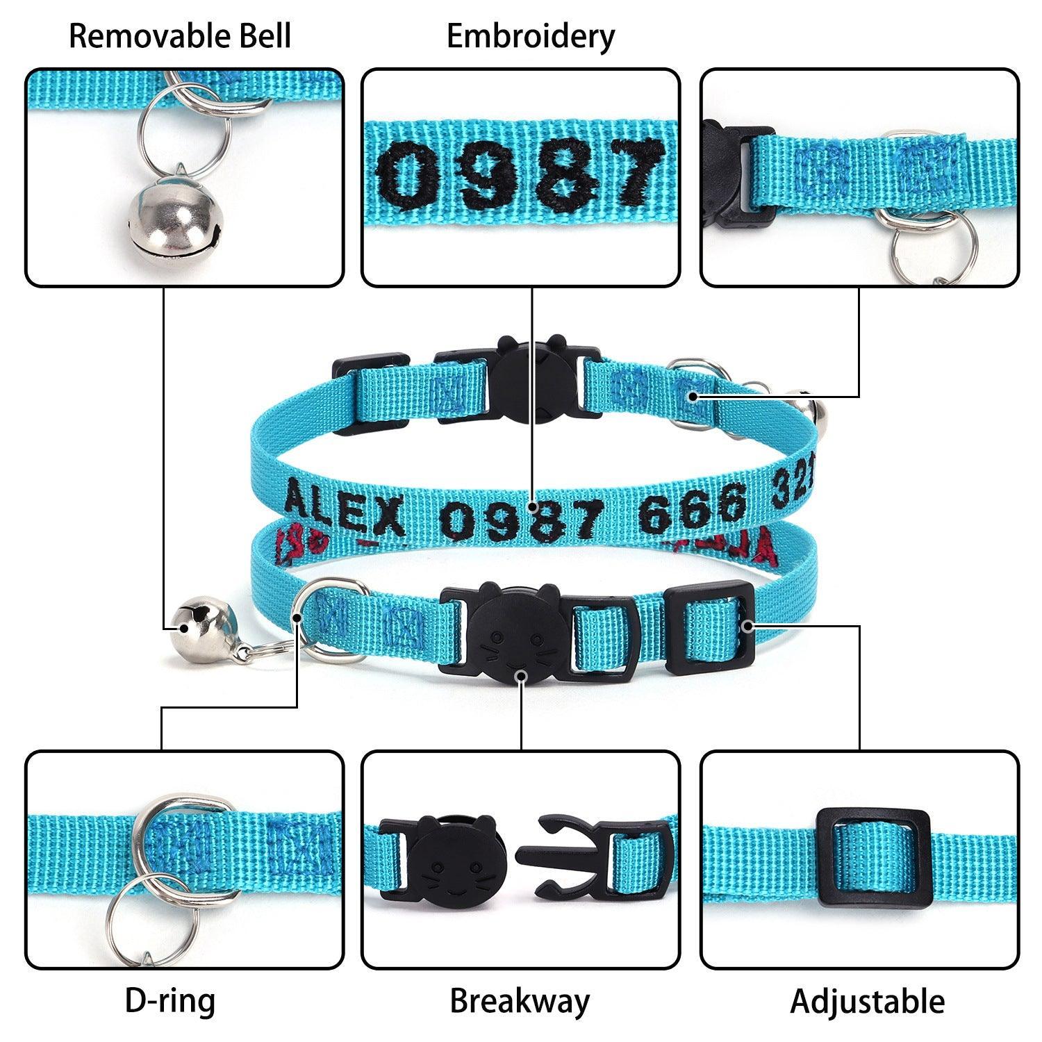 Nylon Embroidery Custom Cat Collar - iTalkPet