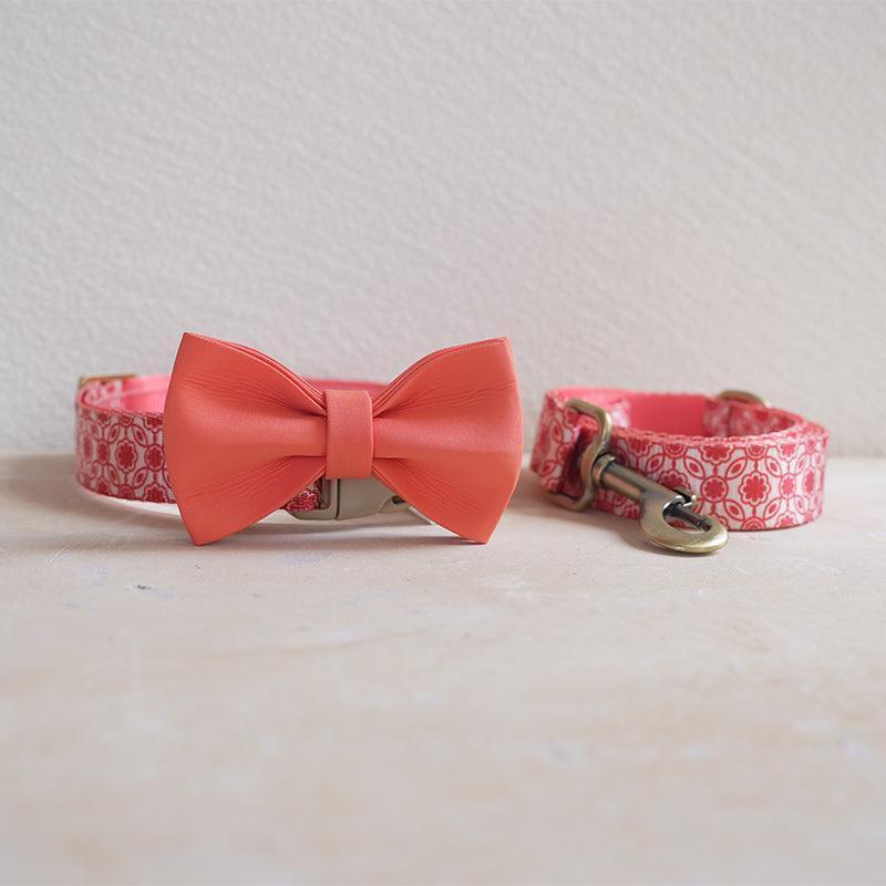 Orange Cute Personalized Dog Collar with Leas & Bow tie Set - iTalkPet