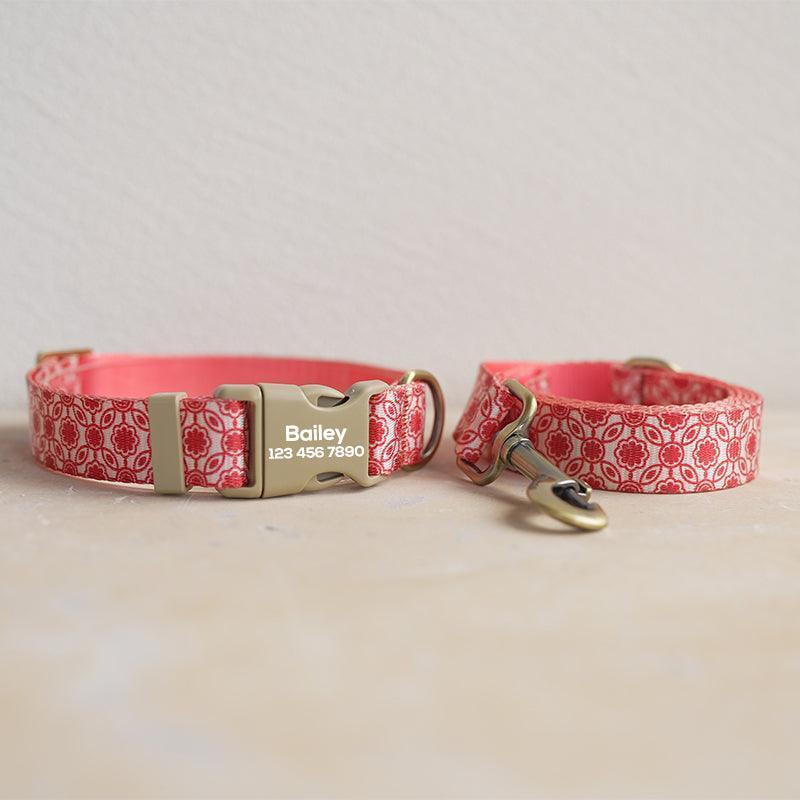 Orange Cute Personalized Dog Collar with Leas & Bow tie Set - iTalkPet