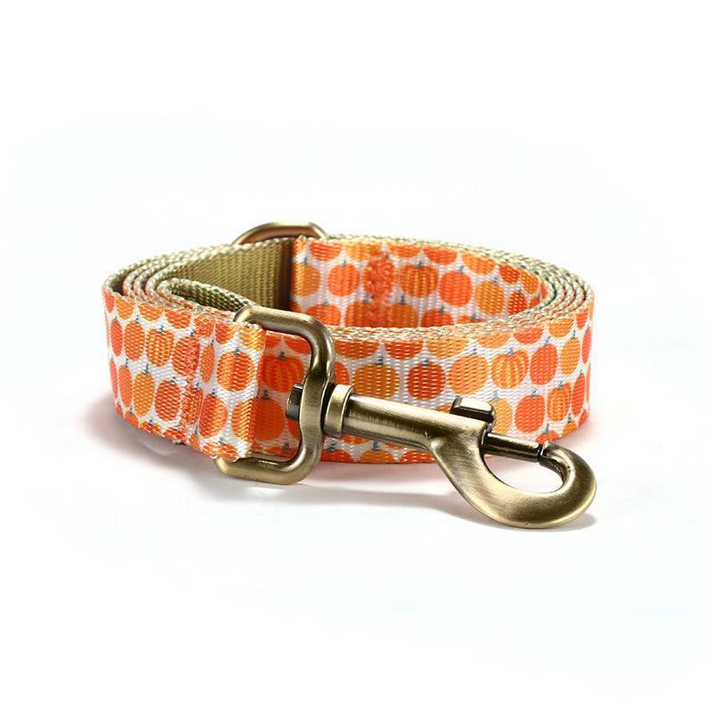 Orange Pumpkin Personalized Dog Collar with Leas & Bow tie Set - iTalkPet