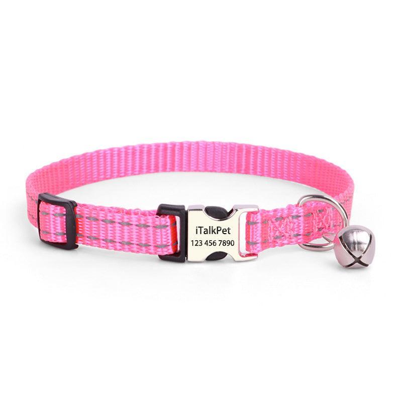 Personalized Cat Collar - Adjustable Reflective Cat Collar with Bell - iTalkPet
