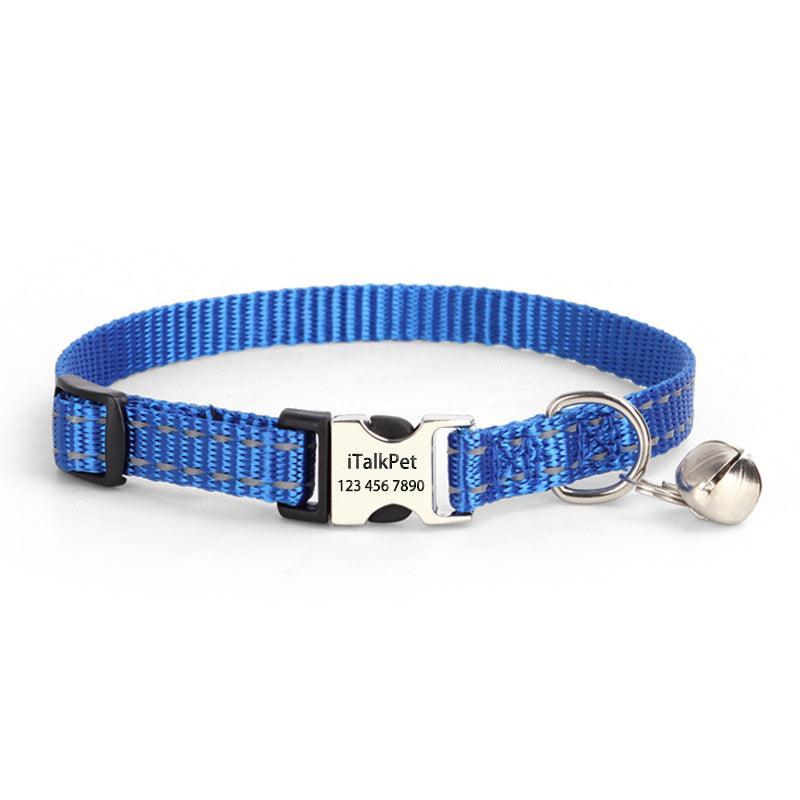 Personalized Cat Collar - Adjustable Reflective Cat Collar with Bell - iTalkPet