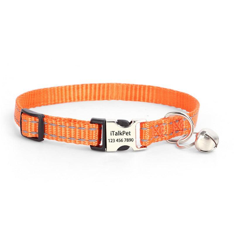Personalized Cat Collar - Adjustable Reflective Cat Collar with Bell - iTalkPet