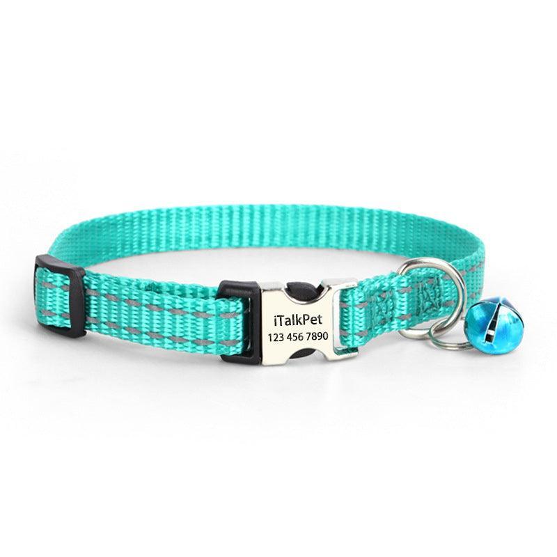 Personalized Cat Collar - Adjustable Reflective Cat Collar with Bell - iTalkPet