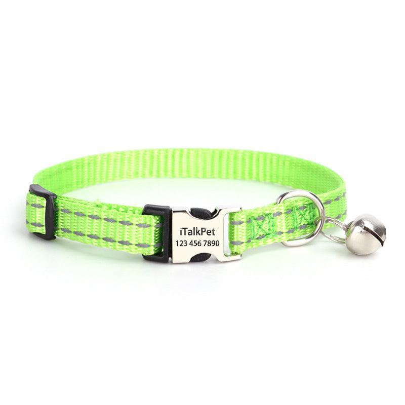 Personalized Cat Collar - Adjustable Reflective Cat Collar with Bell - iTalkPet