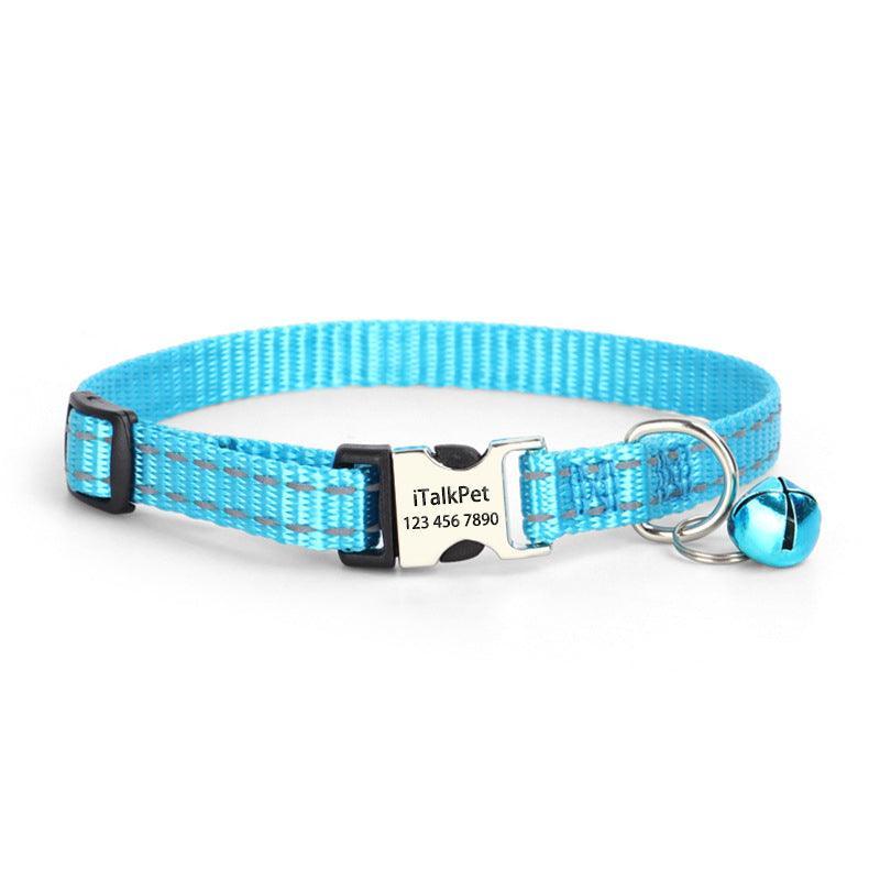 Personalized Cat Collar - Adjustable Reflective Cat Collar with Bell - iTalkPet
