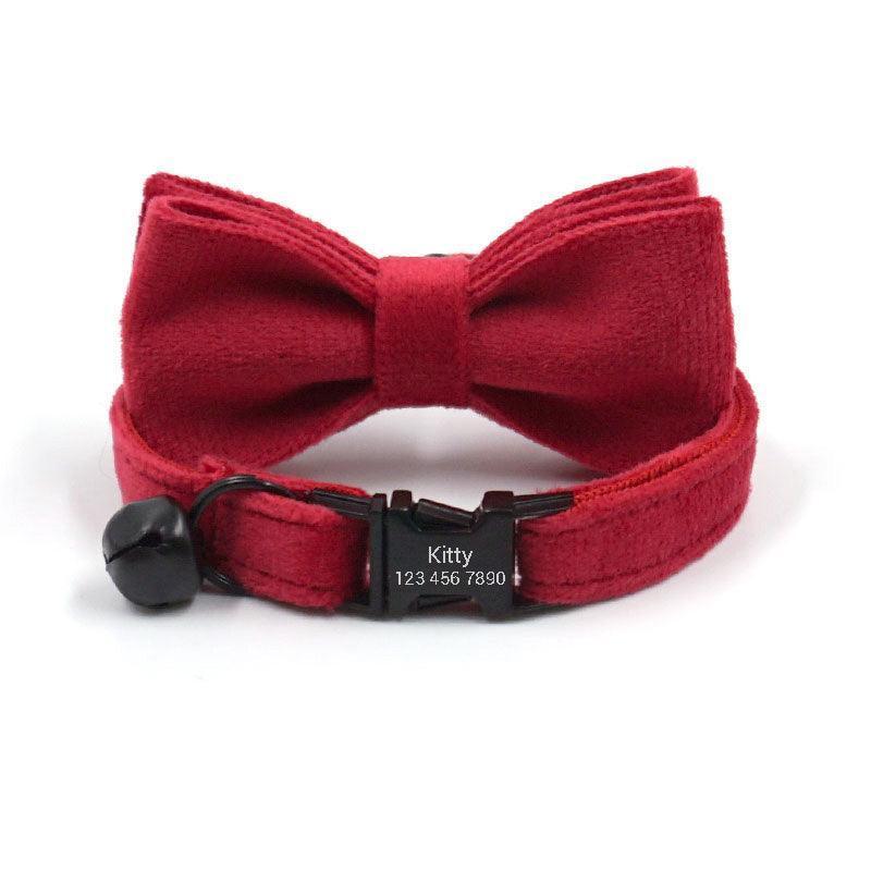 Personalized Cat Velvet Collar with Bell & Bow Tie - iTalkPet