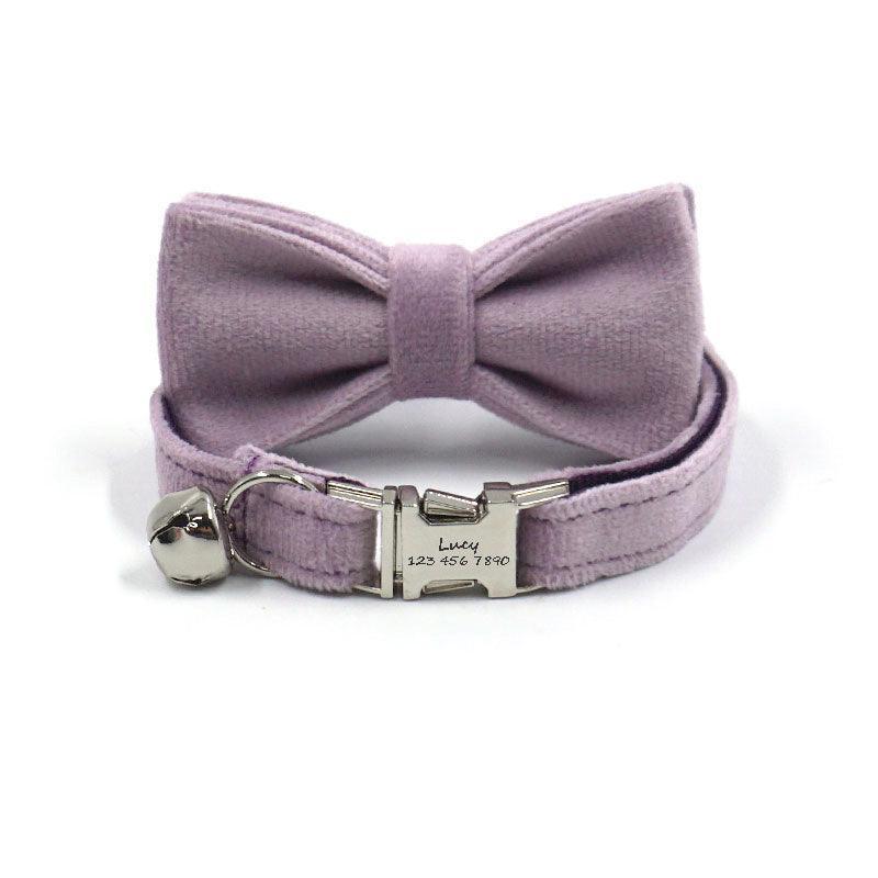 Personalized Cat Velvet Collar with Bell & Bow Tie - iTalkPet