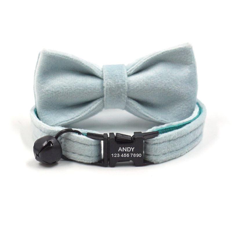 Personalized Cat Velvet Collar with Bell & Bow Tie - iTalkPet