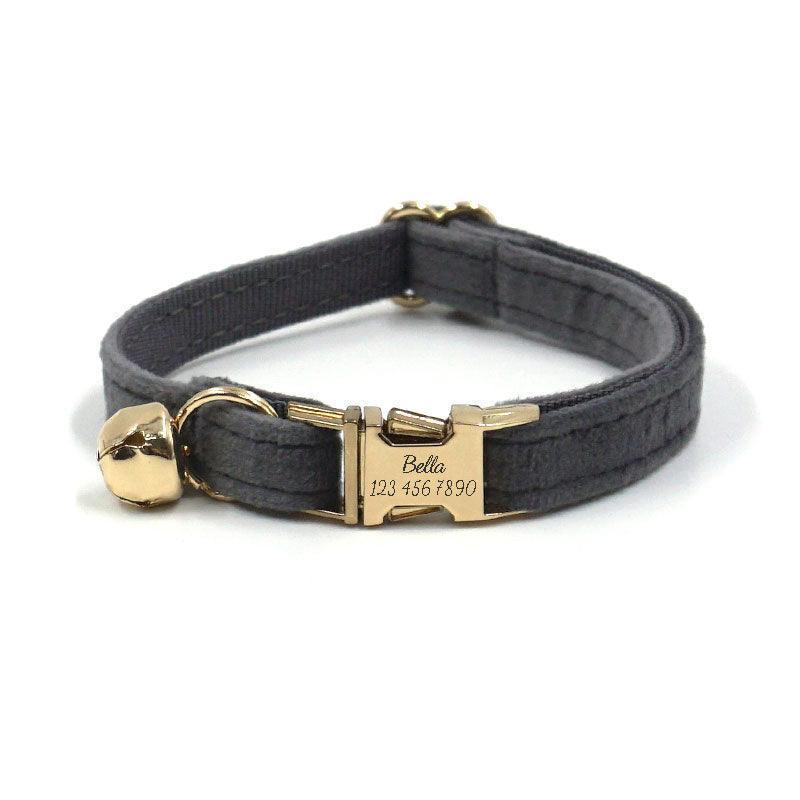 Personalized Cat Velvet Collar with Bell & Bow Tie - iTalkPet