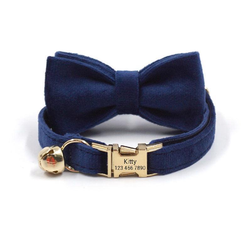 Personalized Cat Velvet Collar with Bell & Bow Tie - iTalkPet