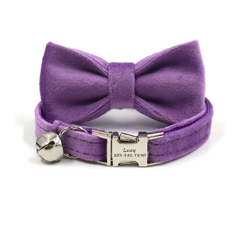 Personalized Cat Velvet Collar with Bell & Bow Tie - iTalkPet