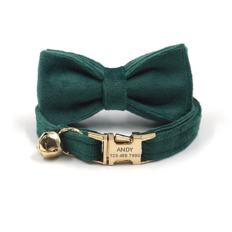 Personalized Cat Velvet Collar with Bell & Bow Tie - iTalkPet