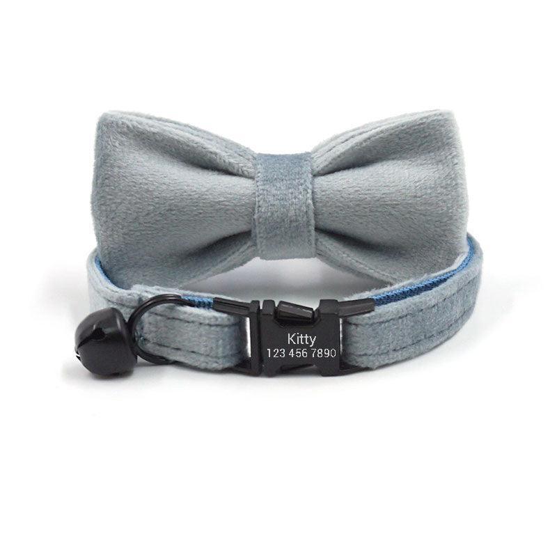 Personalized Cat Velvet Collar with Bell & Bow Tie - iTalkPet