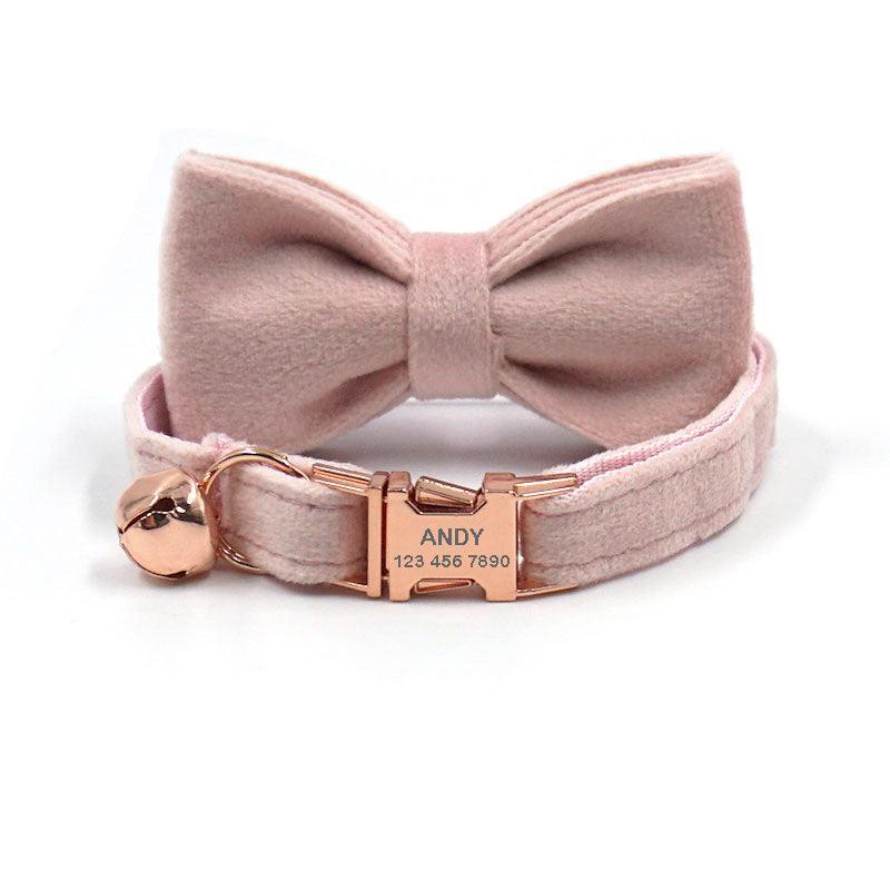 Personalized Cat Velvet Collar with Bell & Bow Tie - iTalkPet