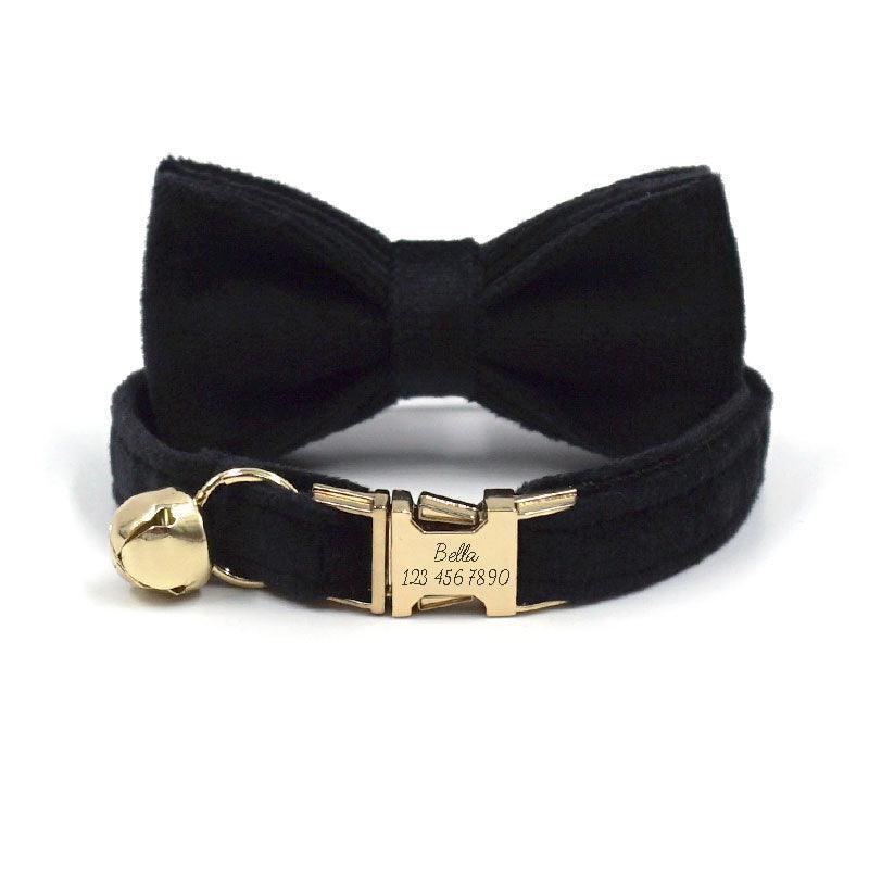 Personalized Cat Velvet Collar with Bell & Bow Tie - iTalkPet