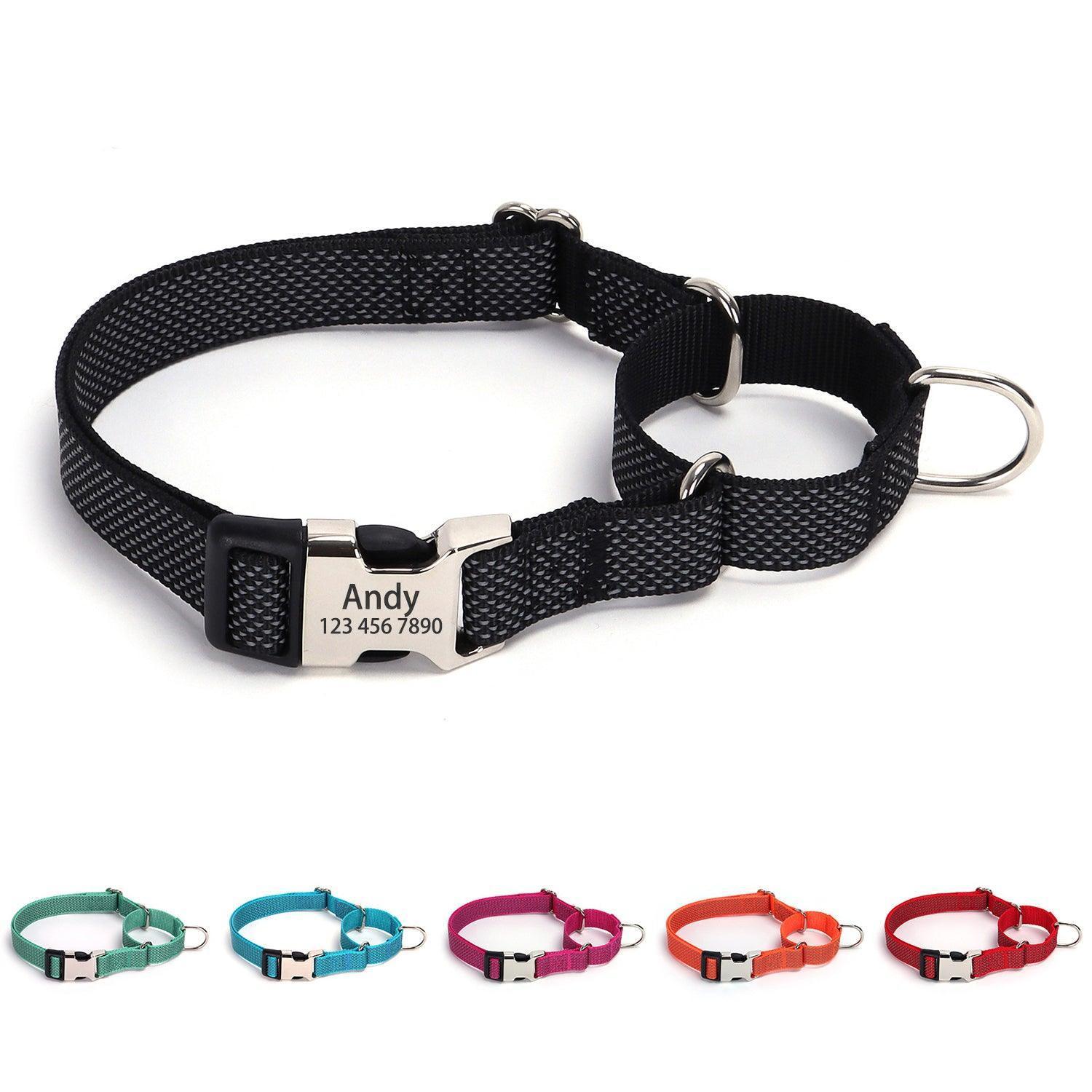 Personalized Dog Collar Adjustable Reflective Martingale Collars - iTalkPet