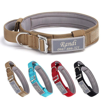 Personalized Tactical Dog Collar Adjustable Soft Padded Pet Collars with Handle - iTalkPet