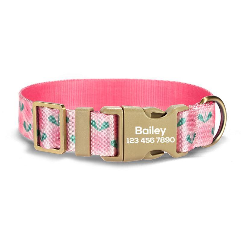 Pink Dandelion Personalized Dog Collar with Leas & Bow tie Set - iTalkPet
