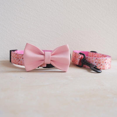 Pink Lily Personalized Dog Collar with Leas & Bow tie Set - iTalkPet