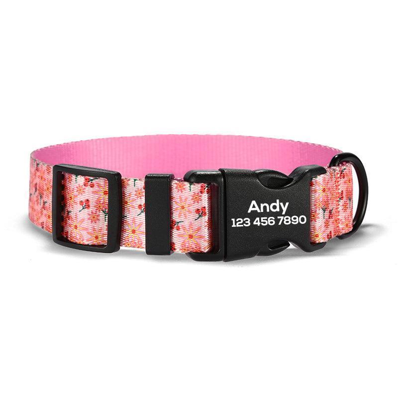 Pink Lily Personalized Dog Collar with Leas & Bow tie Set - iTalkPet
