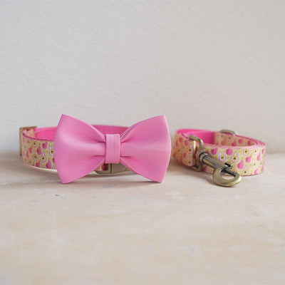 Pink Pear Personalized Dog Collar with Leas & Bow tie Set - iTalkPet