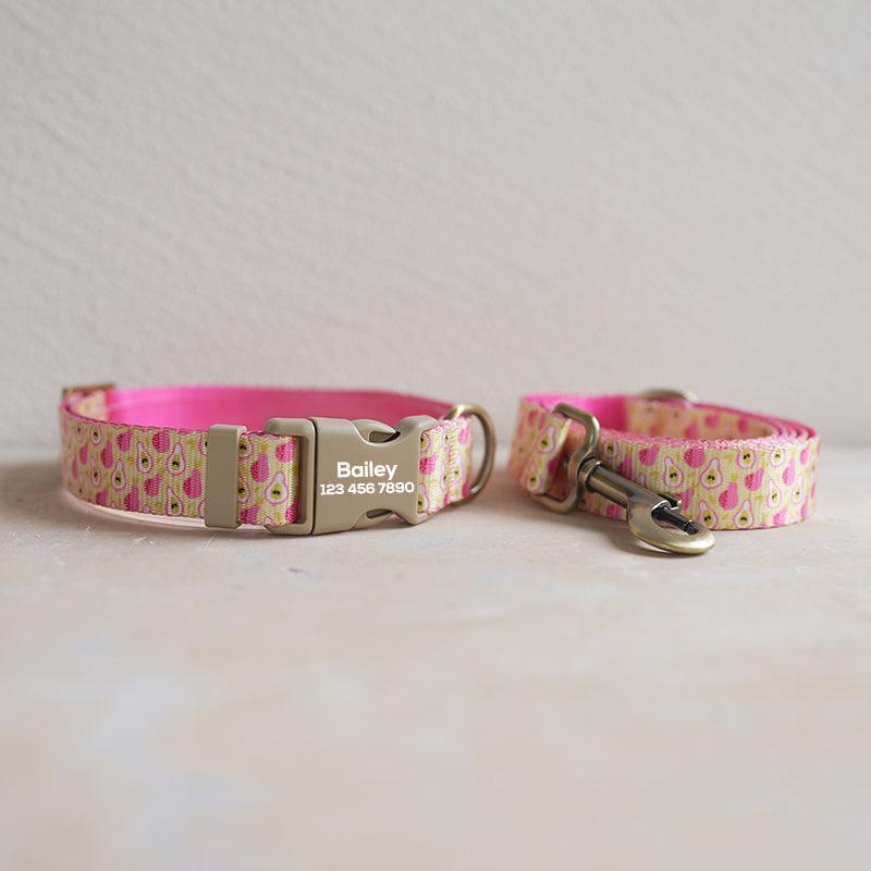 Pink Pear Personalized Dog Collar with Leas & Bow tie Set - iTalkPet