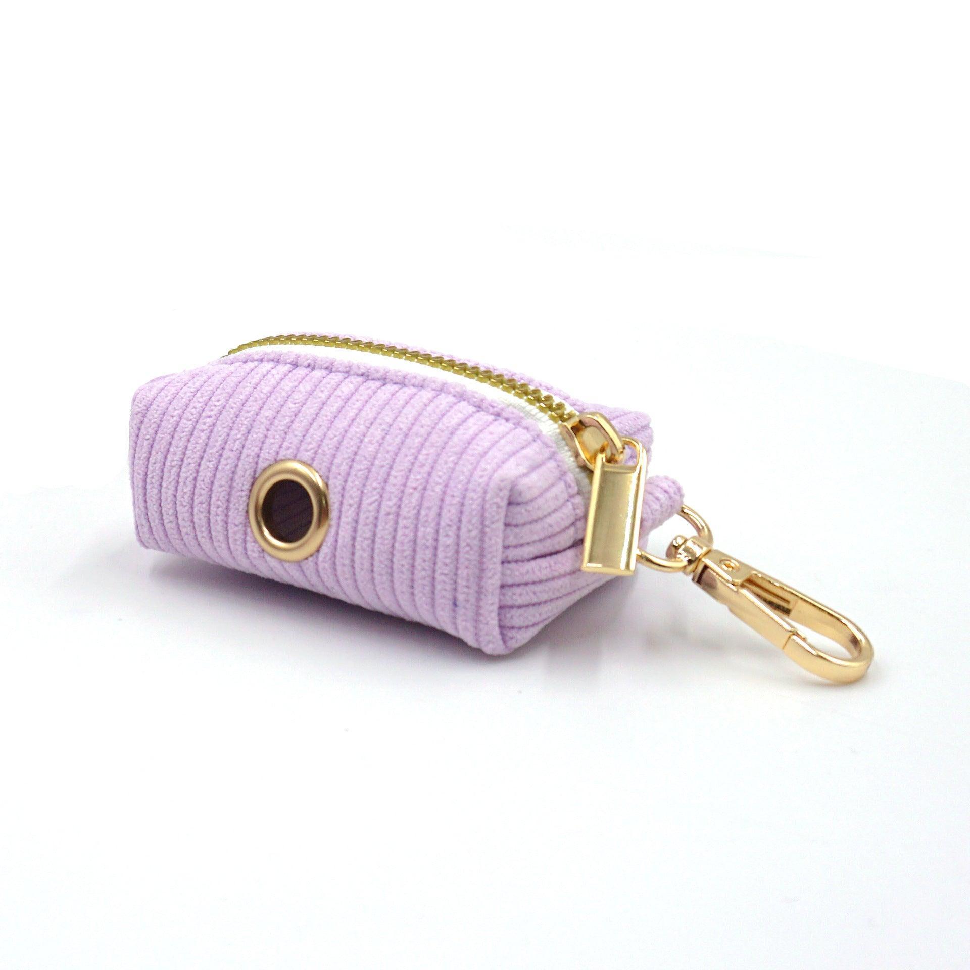 Pink Purple Stripe Velvet Personalized Dog Collar Leash Harness Bowtie Poop Bag Set - iTalkPet