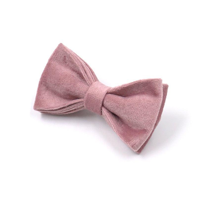 Pink Purple Velvet Personalized Dog Collar Leash Harness Bowtie Poop Bag Set - iTalkPet