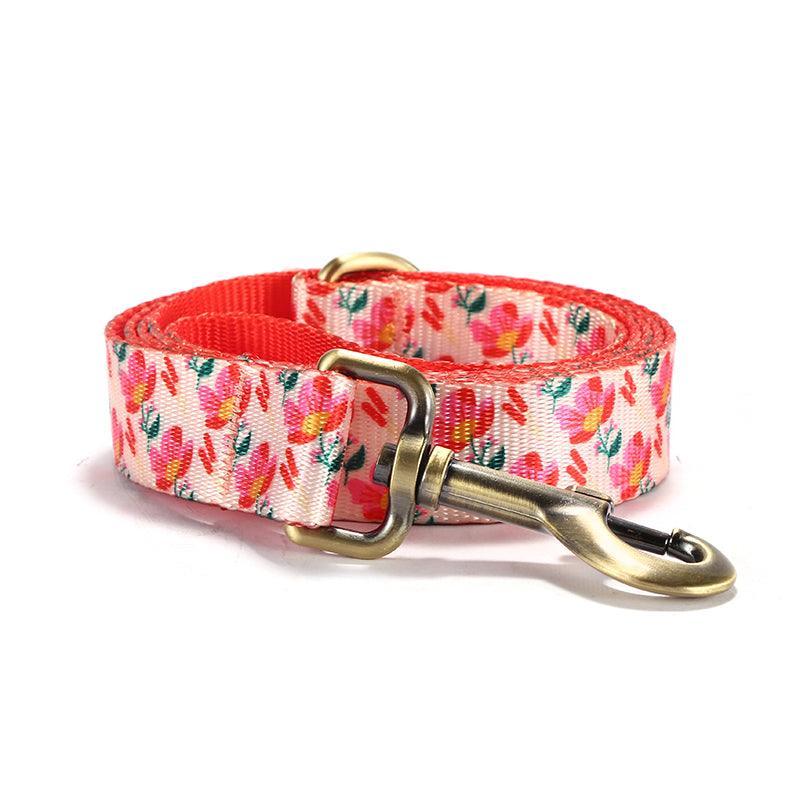 Pink Rose Personalized Dog Collar with Leas & Bow tie Set - iTalkPet