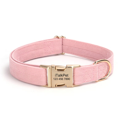 Metal Buckle Soft Flannel Pet Engraved Collar - Custom Dog Collar