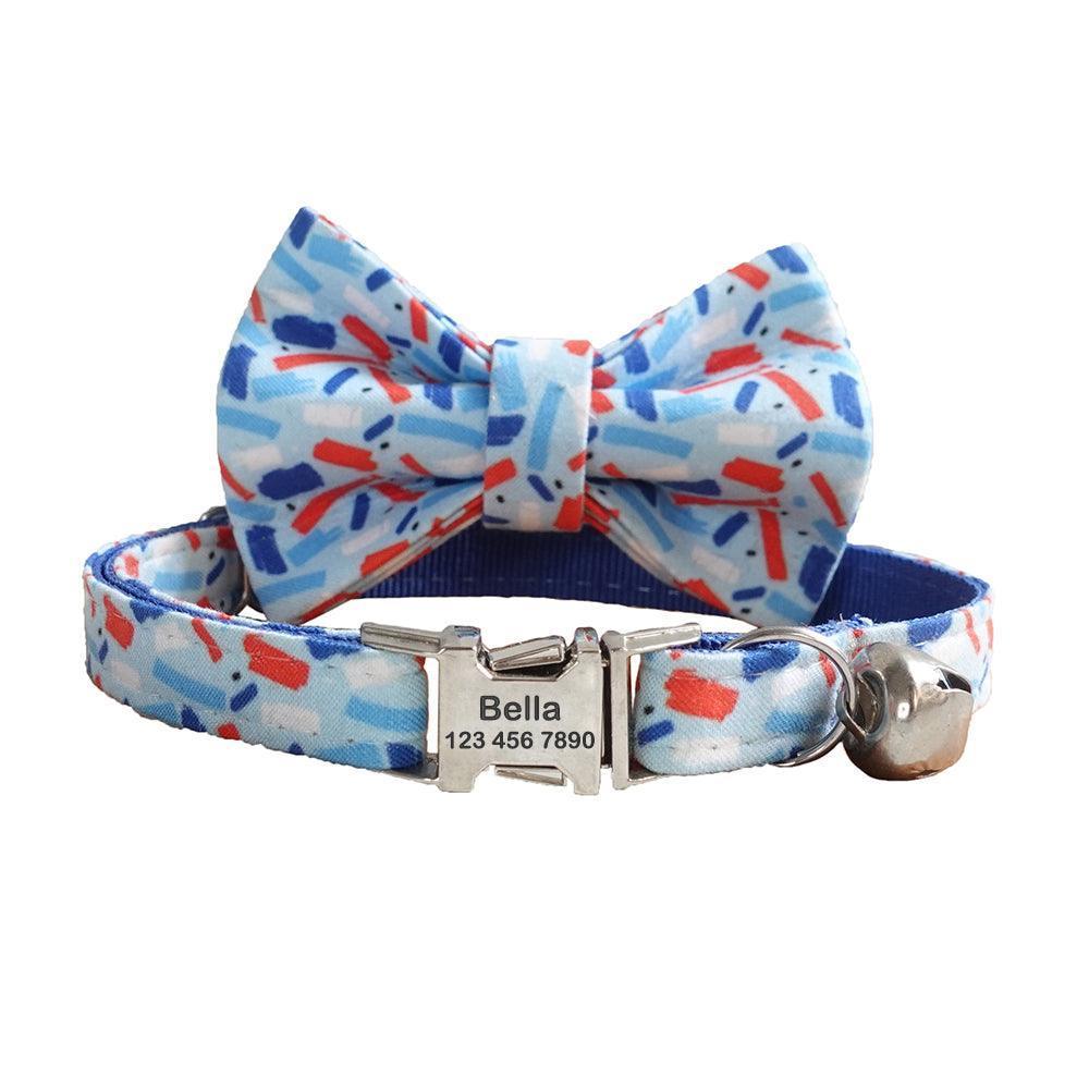 Print Cute Adjustable Personalized Cat Collar With Bell - iTalkPet