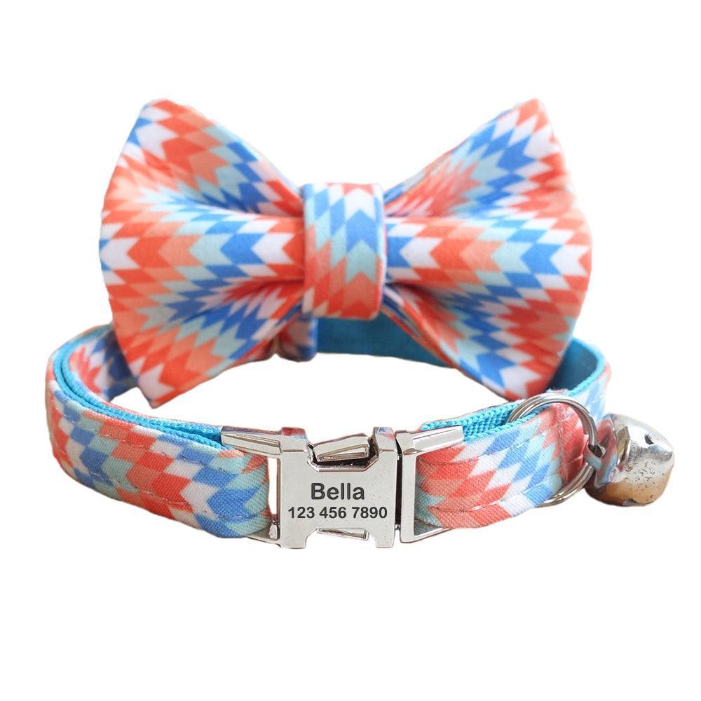 Print National Adjustable Personalized Cat Collar With Bell - iTalkPet