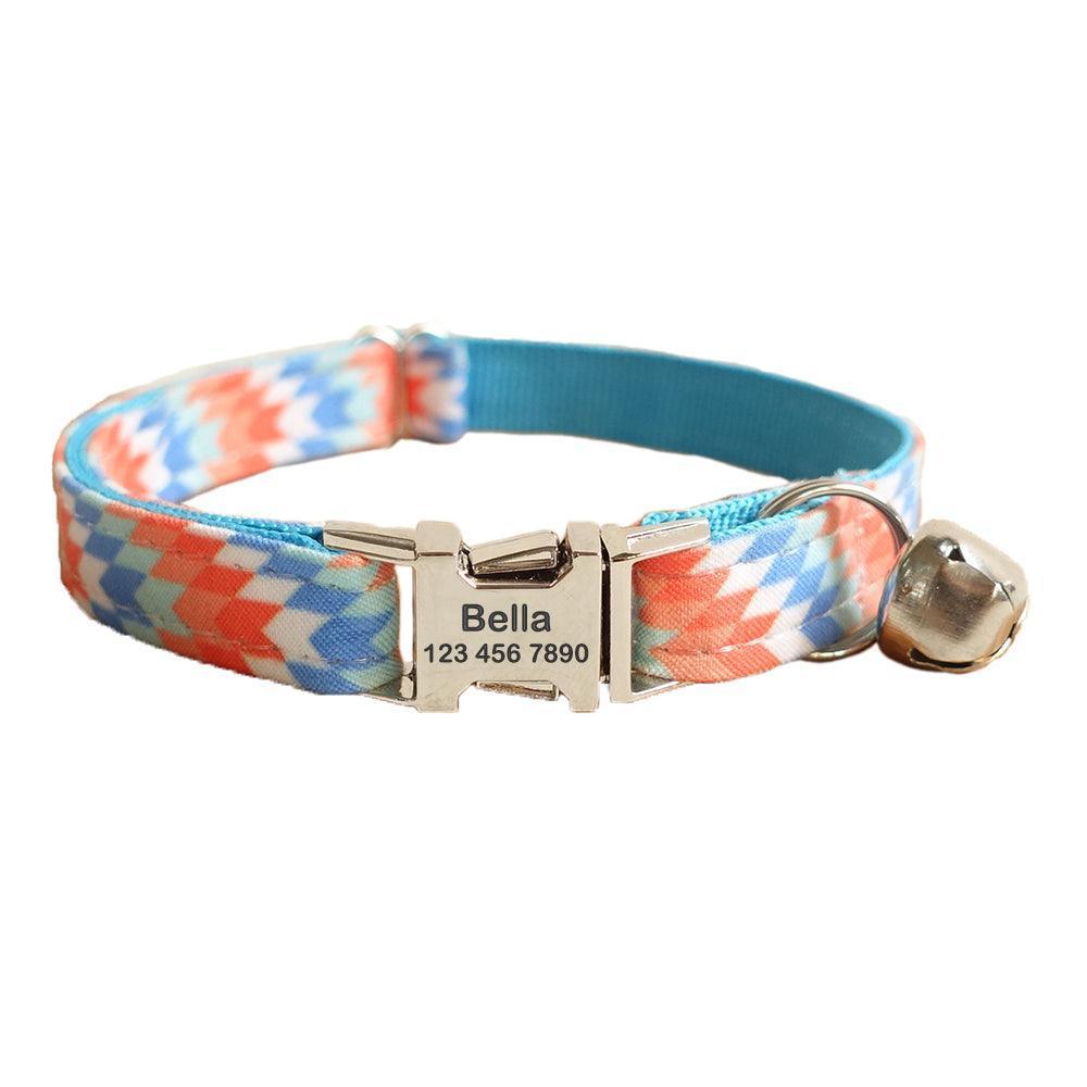 Print National Adjustable Personalized Cat Collar With Bell - iTalkPet