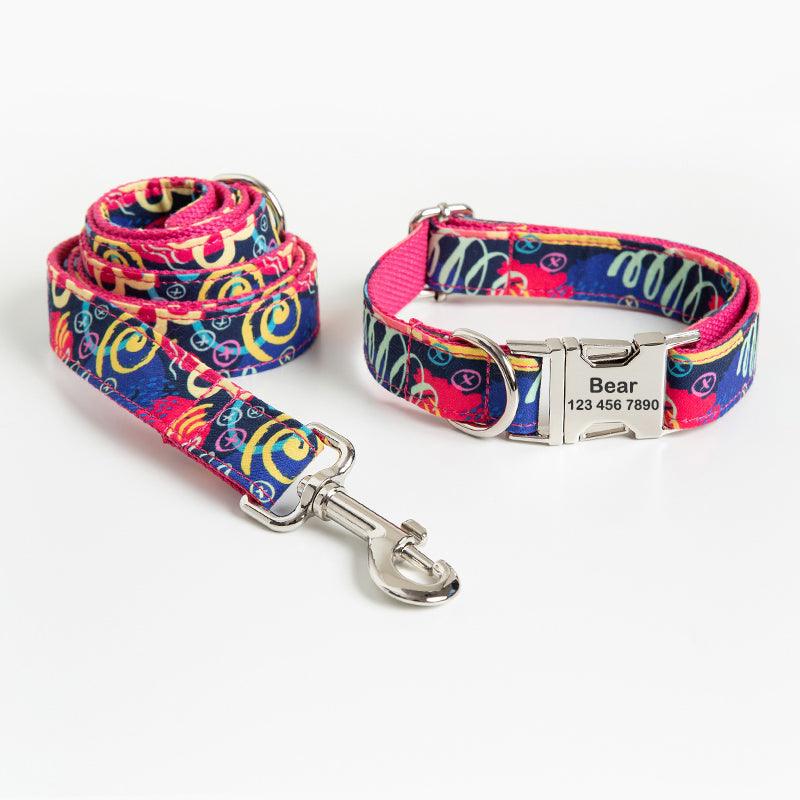 Print Personalized Dog Collars with Leash Set - iTalkPet