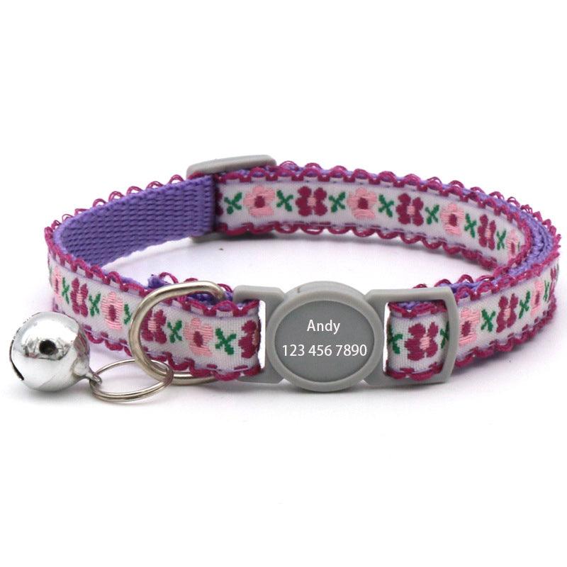 PU Leather Cat Collar Personalized Kitten Collar with Name and Phone Tag - iTalkPet