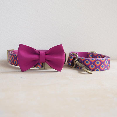 Rainbow Personalized Dog Collar with Leas & Bow tie Set - iTalkPet