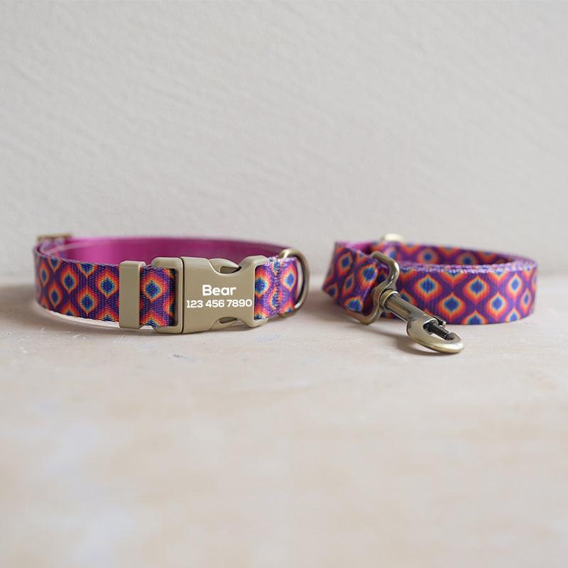 Rainbow Personalized Dog Collar with Leas & Bow tie Set - iTalkPet