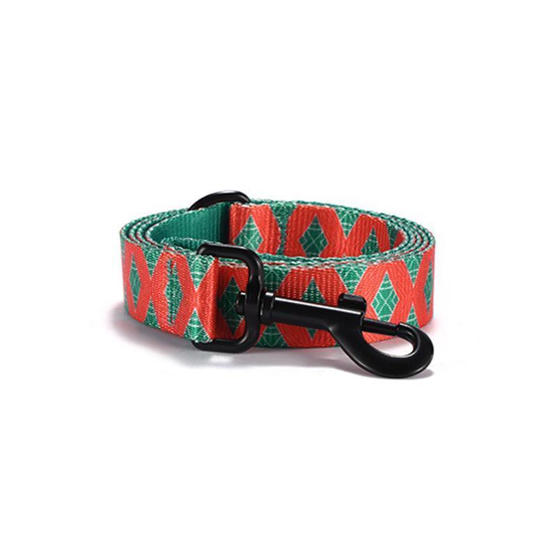 Red Grid Personalized Dog Collar with Leas & Bow tie Set - iTalkPet