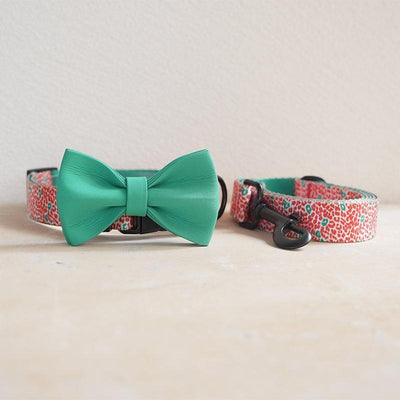 Red Leopard Personalized Dog Collar with Leas & Bow tie Set - iTalkPet