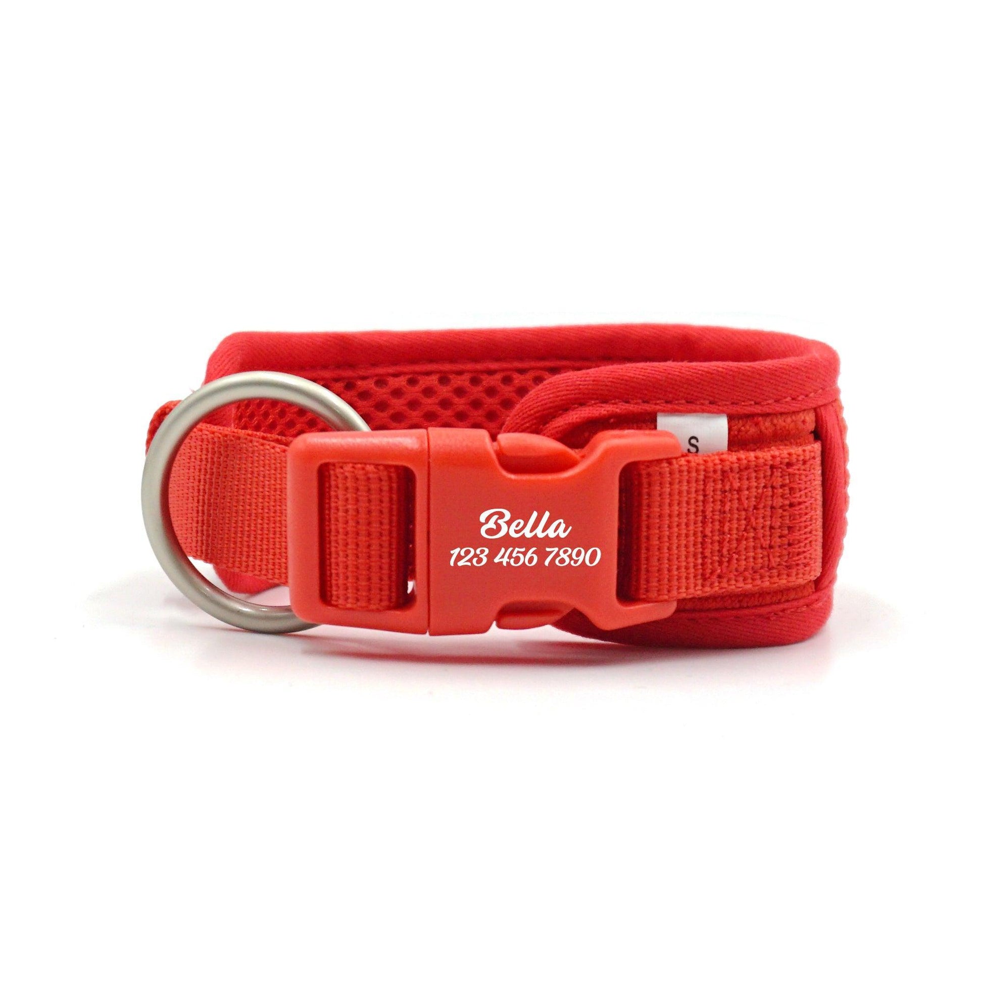 Red Striped Solid Personalized Dog Collar - iTalkPet