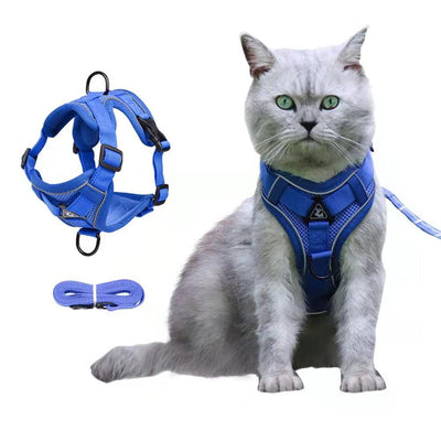 Reflective Adjustable Cat Harness Vest with Leash - iTalkPet